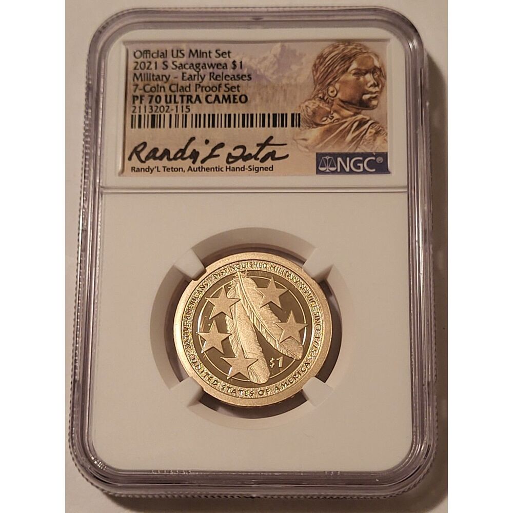 2021 S Native American Sacagawea Dollar PF70 UC NGC ER Randy'L Teton Signed